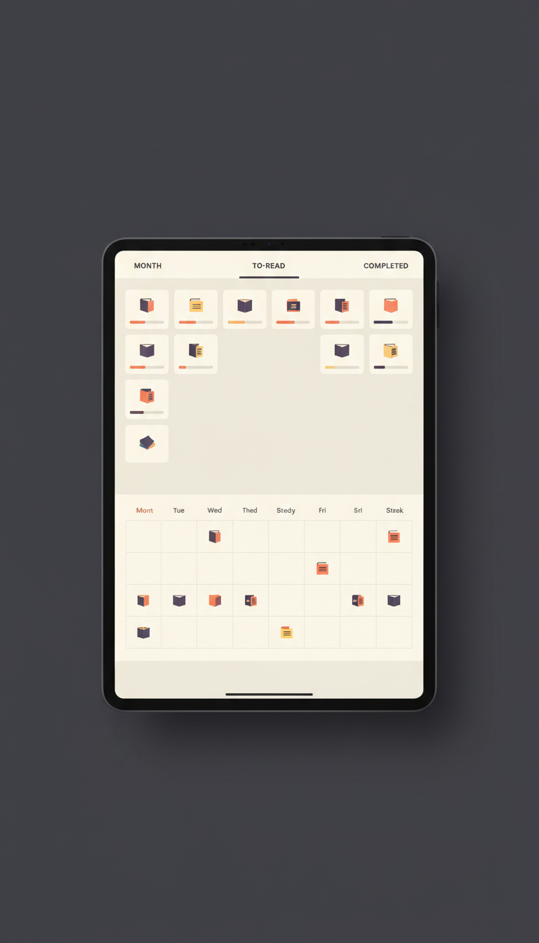 Digital reading planner app for tablet