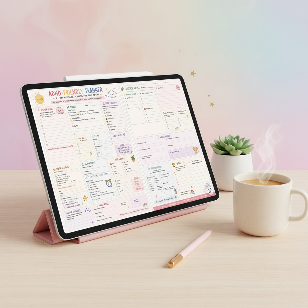 ADHD-Friendly Planner cover mockup